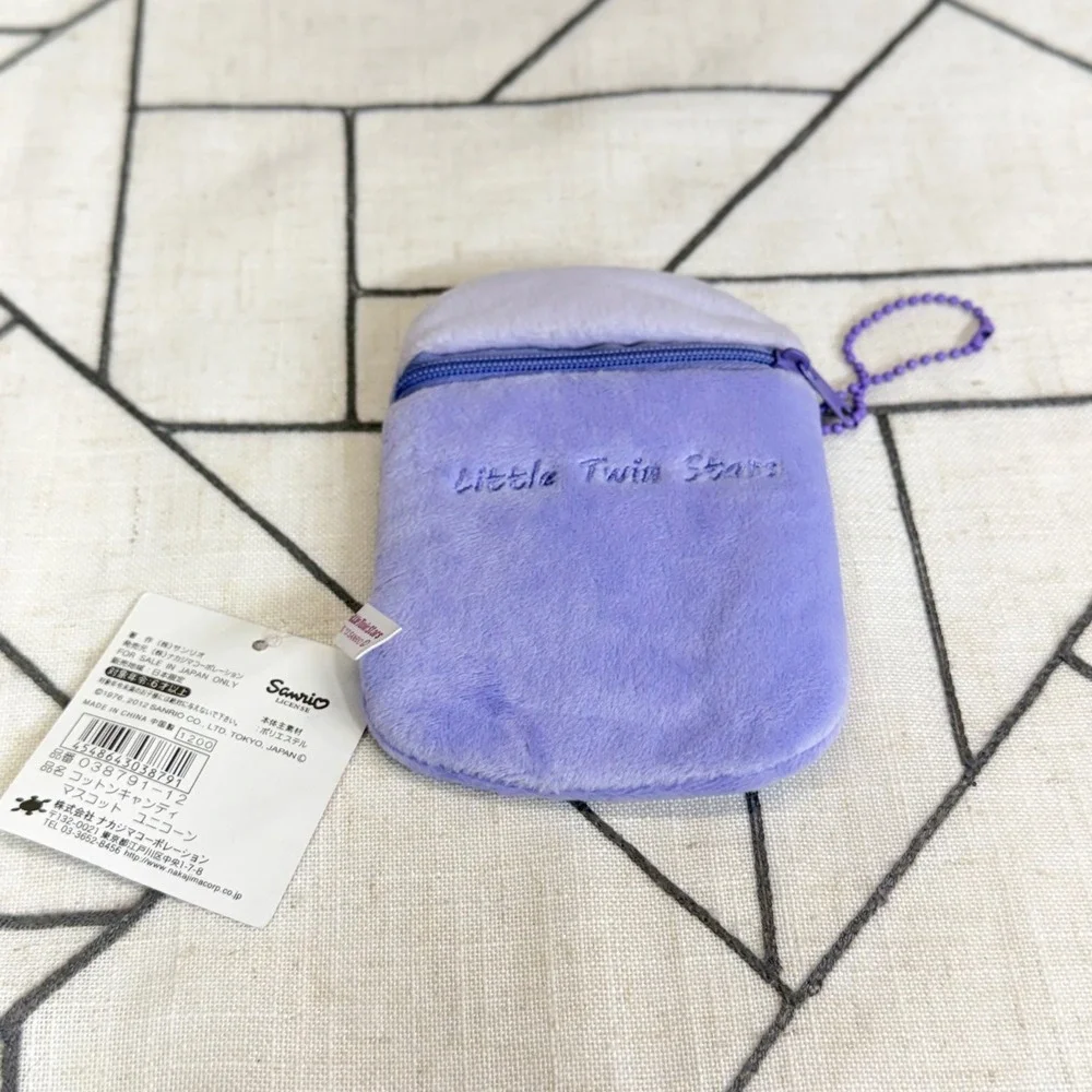 Sanrio Little Twin Stars Pouch OS Purple Kimono Lala Plush Zipper Coin Purse NWT